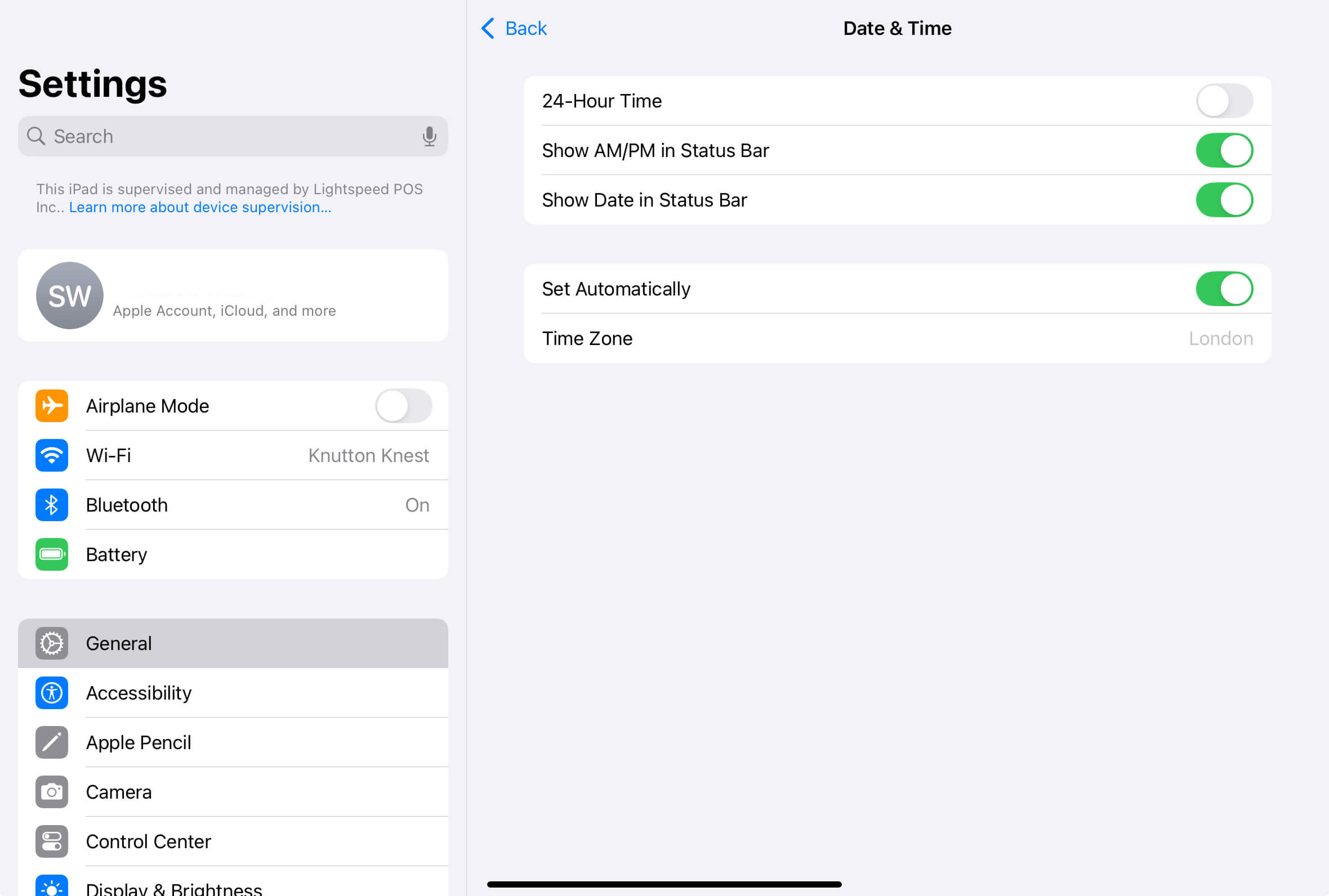 Date and Time page with Set Automatically toggled on