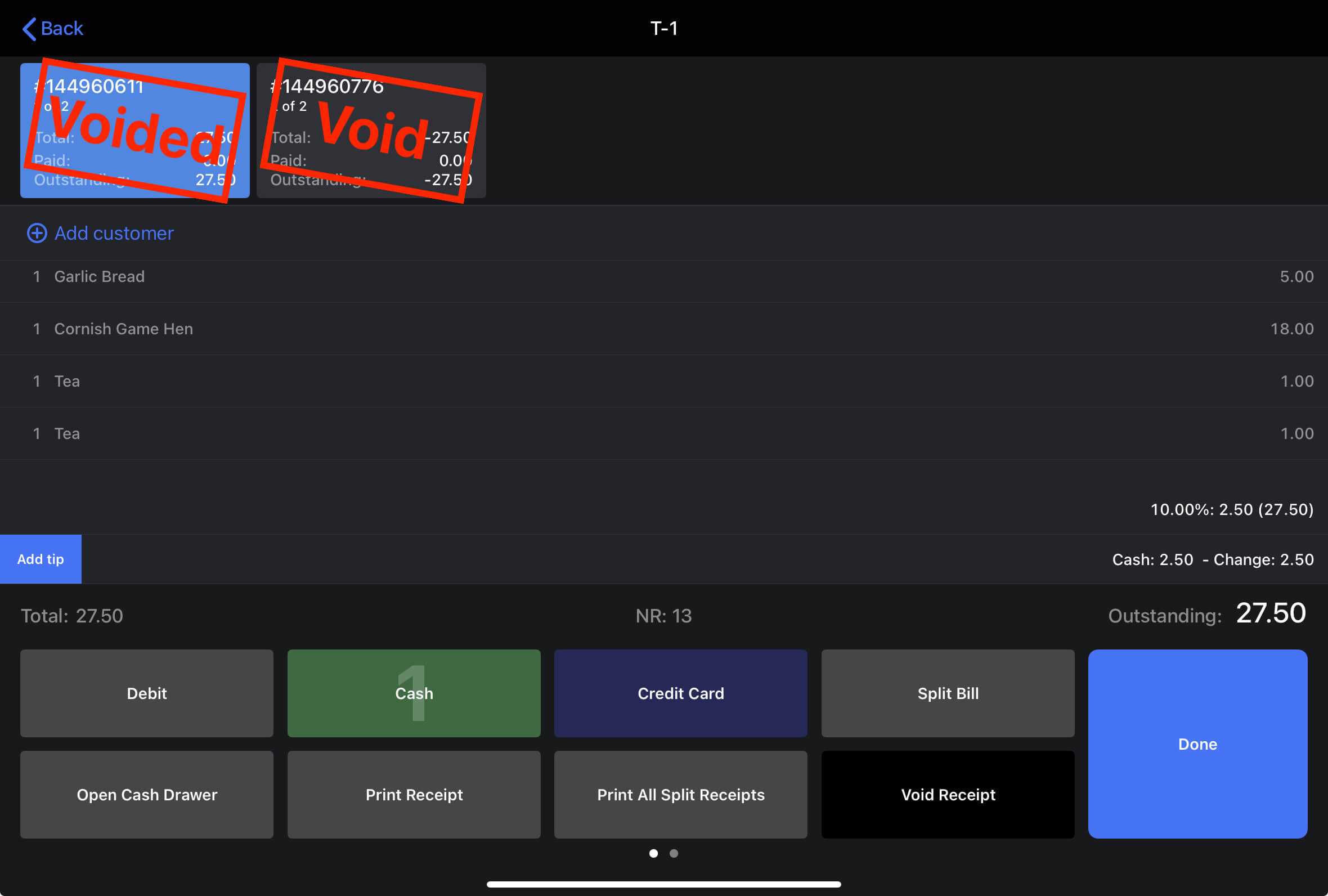 An example of a voided receipt in the POS