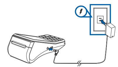 Image montrant le port d’alimentation du terminal de paiement V400m.