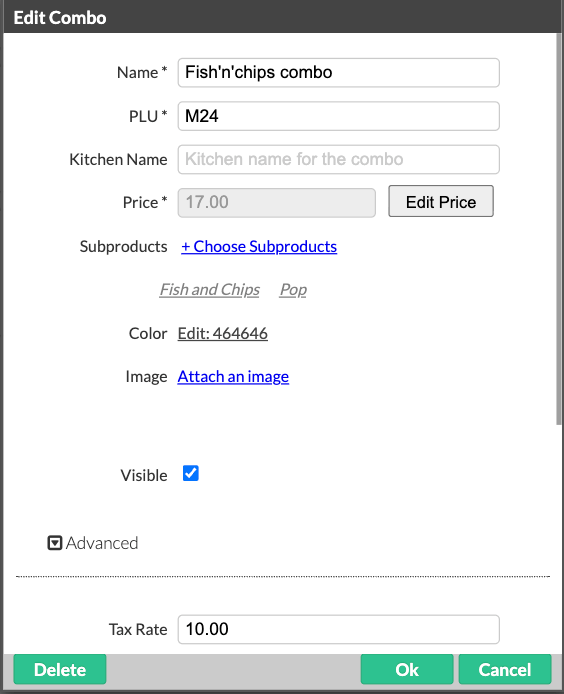 Un exemple de combo fixe.