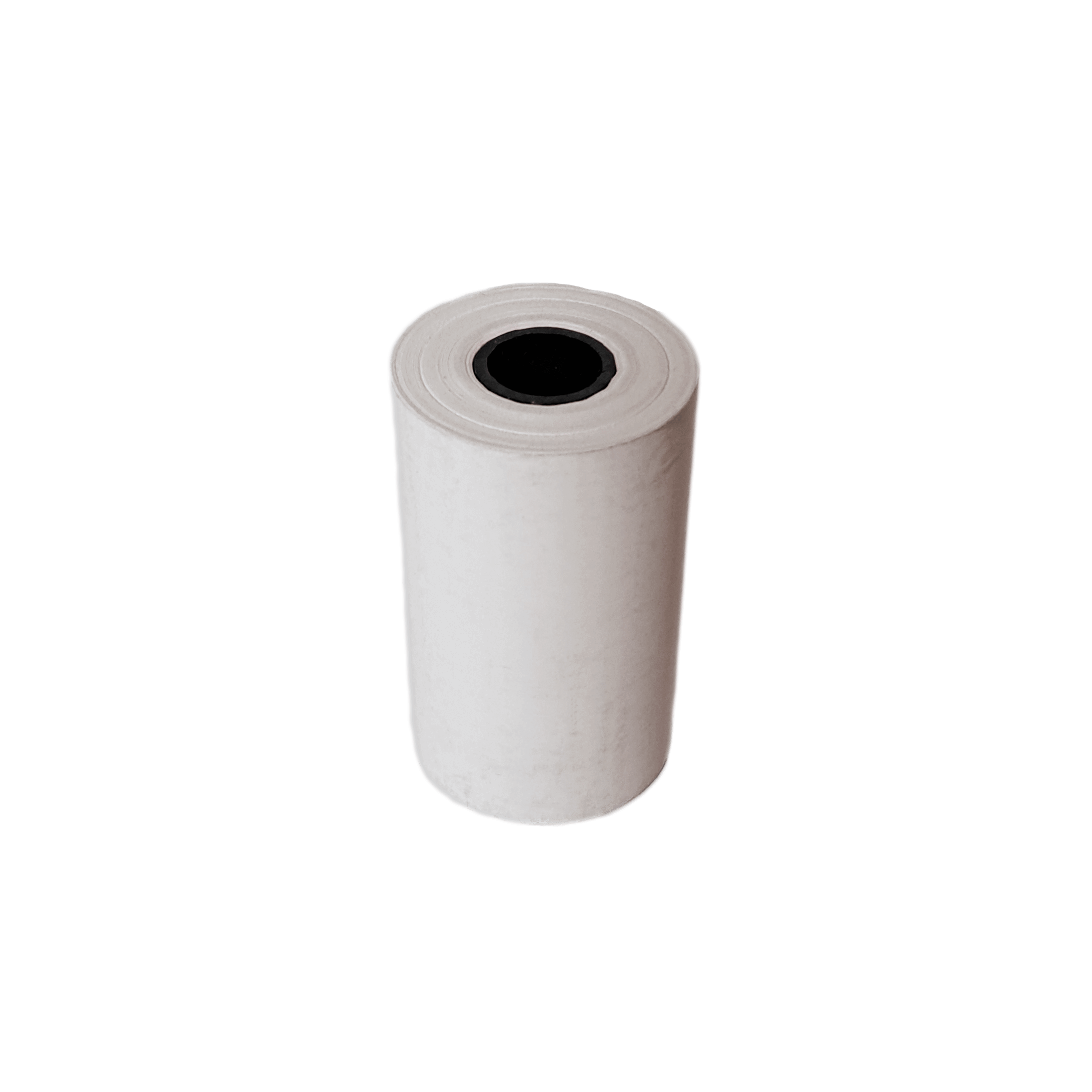Vue de face d'un rouleau de papier de reçu posé à la verticale.