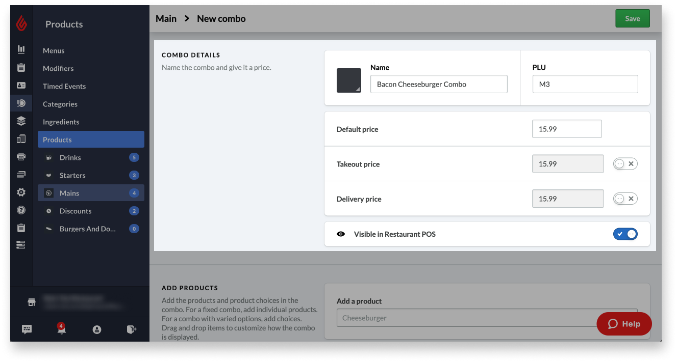 Combos 2.0 Combo details section